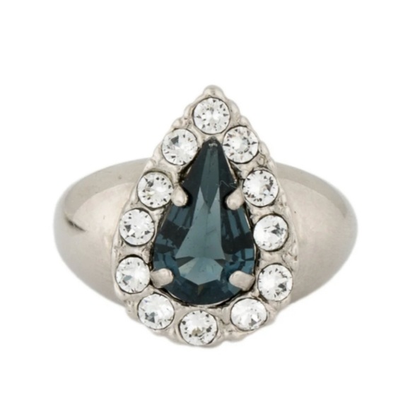 Saint Laurent Silver Ring Teardrop Blue Stone Size 7 - Picture 1 of 4